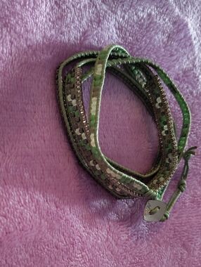Nakamol Green Multi-Row Beaded Wrap Bracelet with Silver Accents